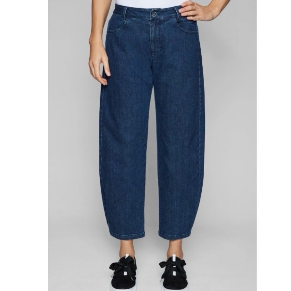 LISA BAYNE Barrel Leg High Waist Indigo Blue Jeans Denim Women's